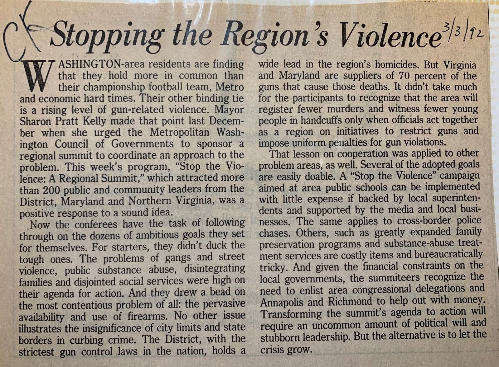 Stopping the Region's Violence