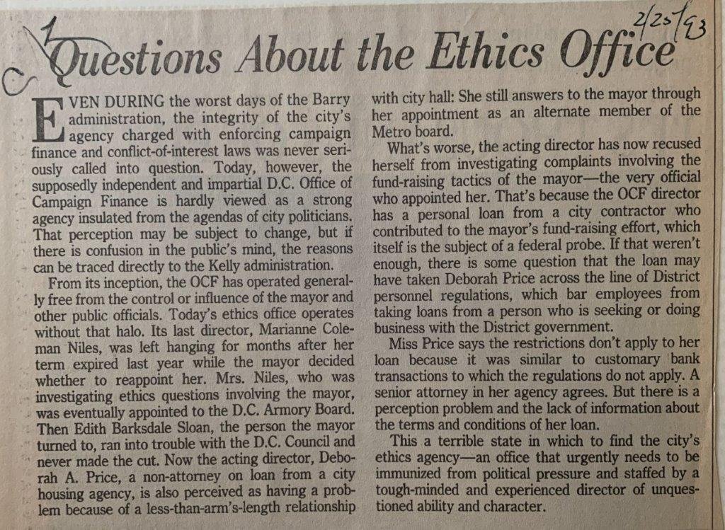 Questions About the Ethics Office