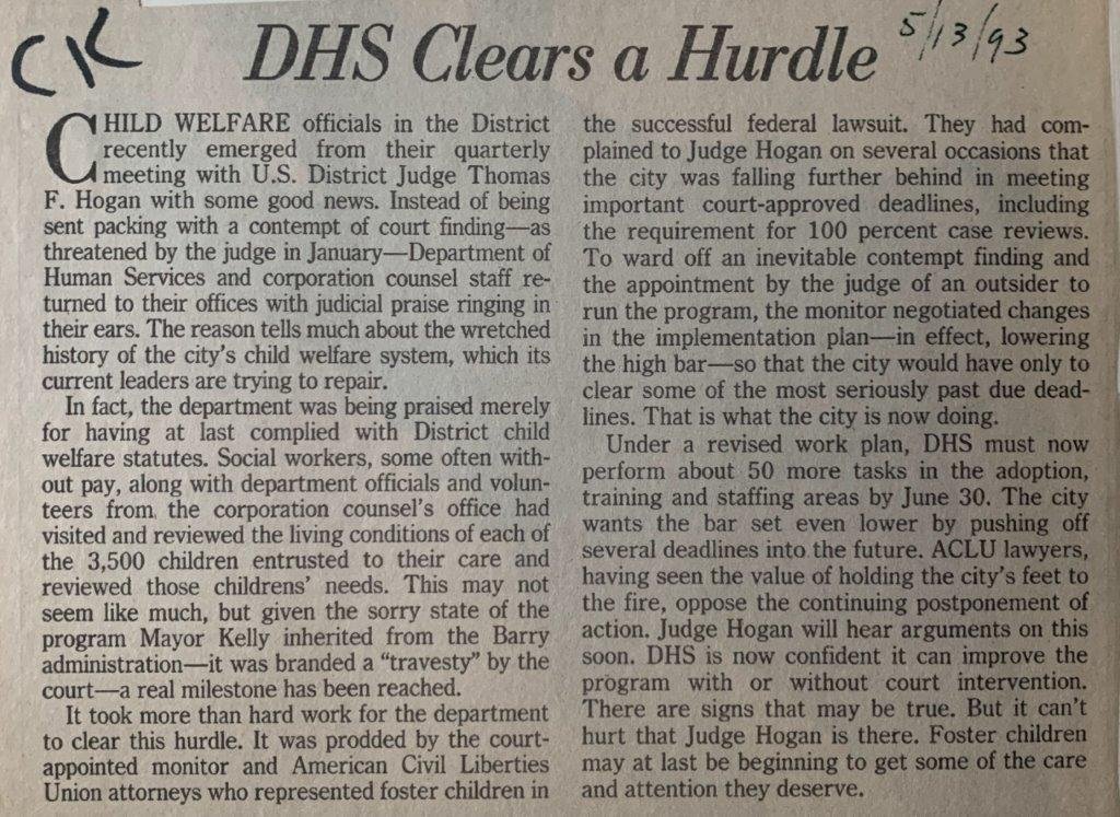 DHS Clears a Hurdle