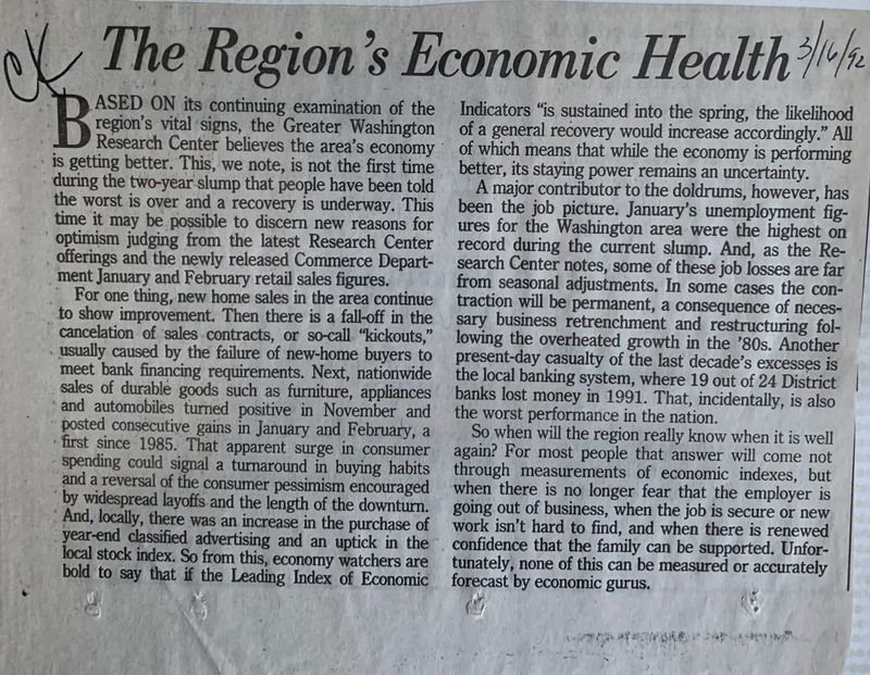 The Region's Economic Health