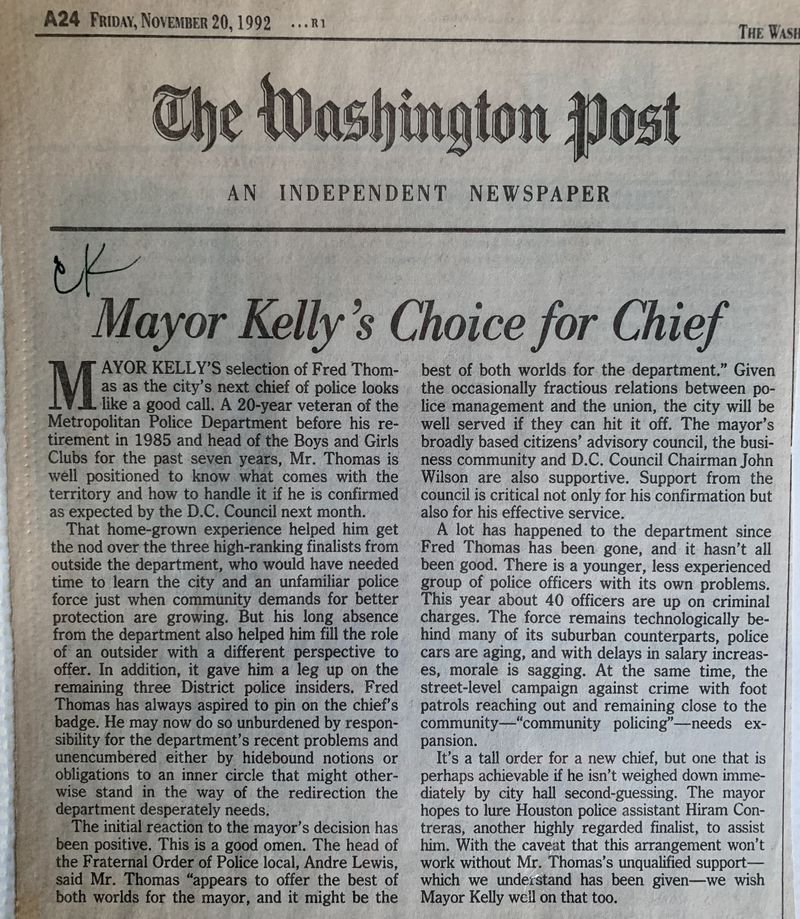 Mayor Kelly's Choice for Chief