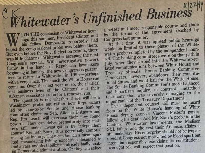 Whitewater's Unfinished Business