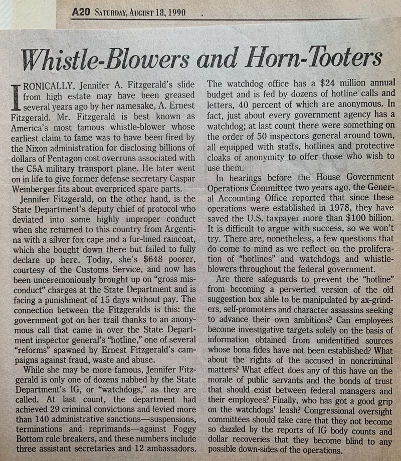 Whistle-Blowers and Horn-Tooters