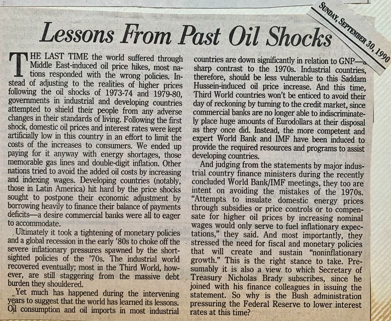Lessons From Past Oil Shocks