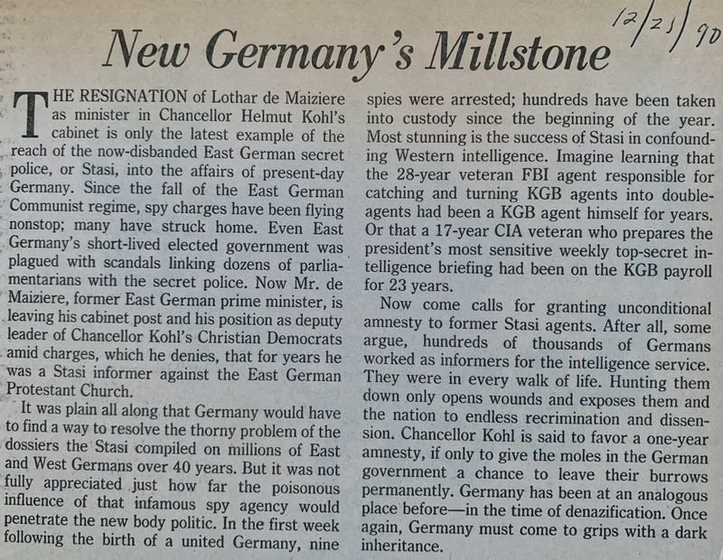 New Germany's Millstone