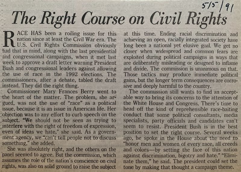 The Right Course on Civil Rights