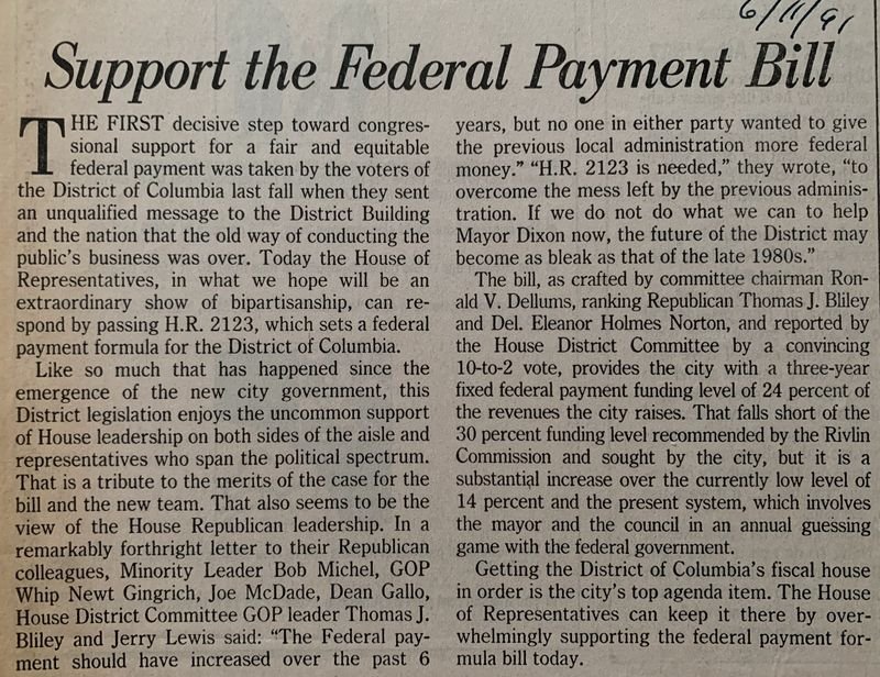 Support the Federal Payment Bill