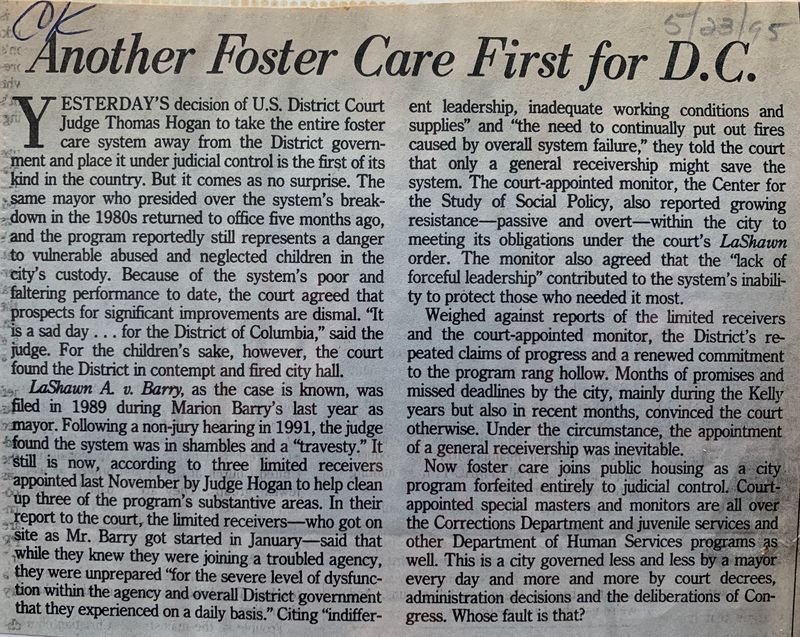 Another Foster Care First for D.C.