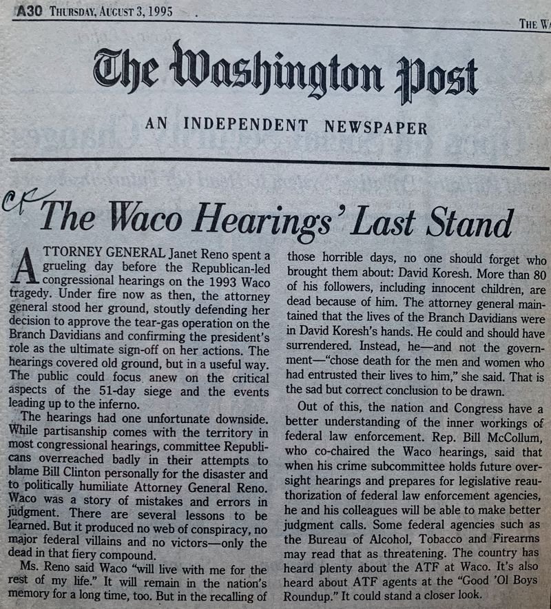 The Waco Hearings' Last Stand