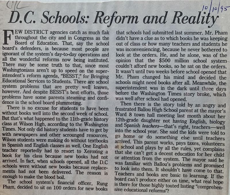 D.C. Schools: Reform and Reality