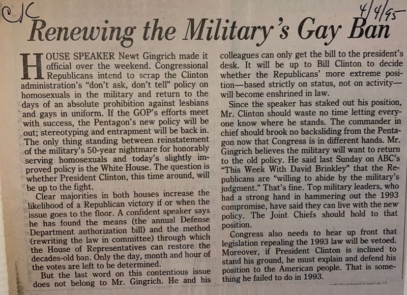 Renewing the Military's Gay Ban