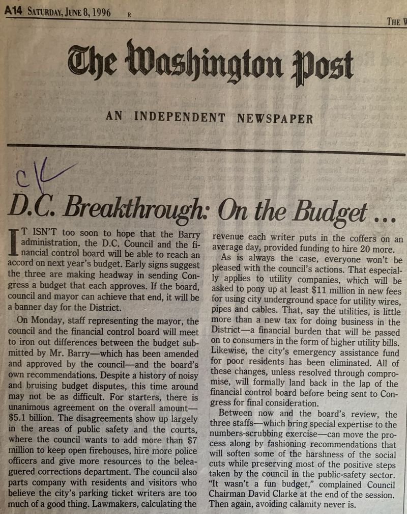 D.C. Breakthrough: On the Budget ...