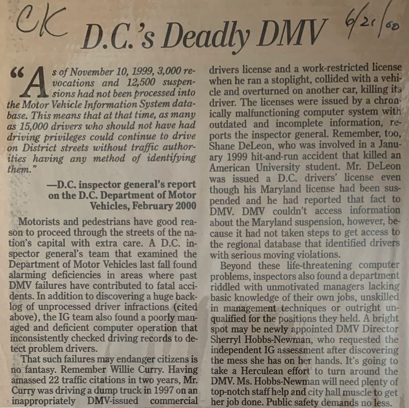 D.C.'s Deadly DMV