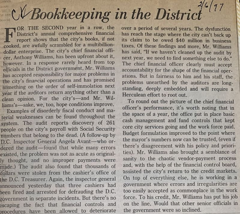 Bookkeeping in the District