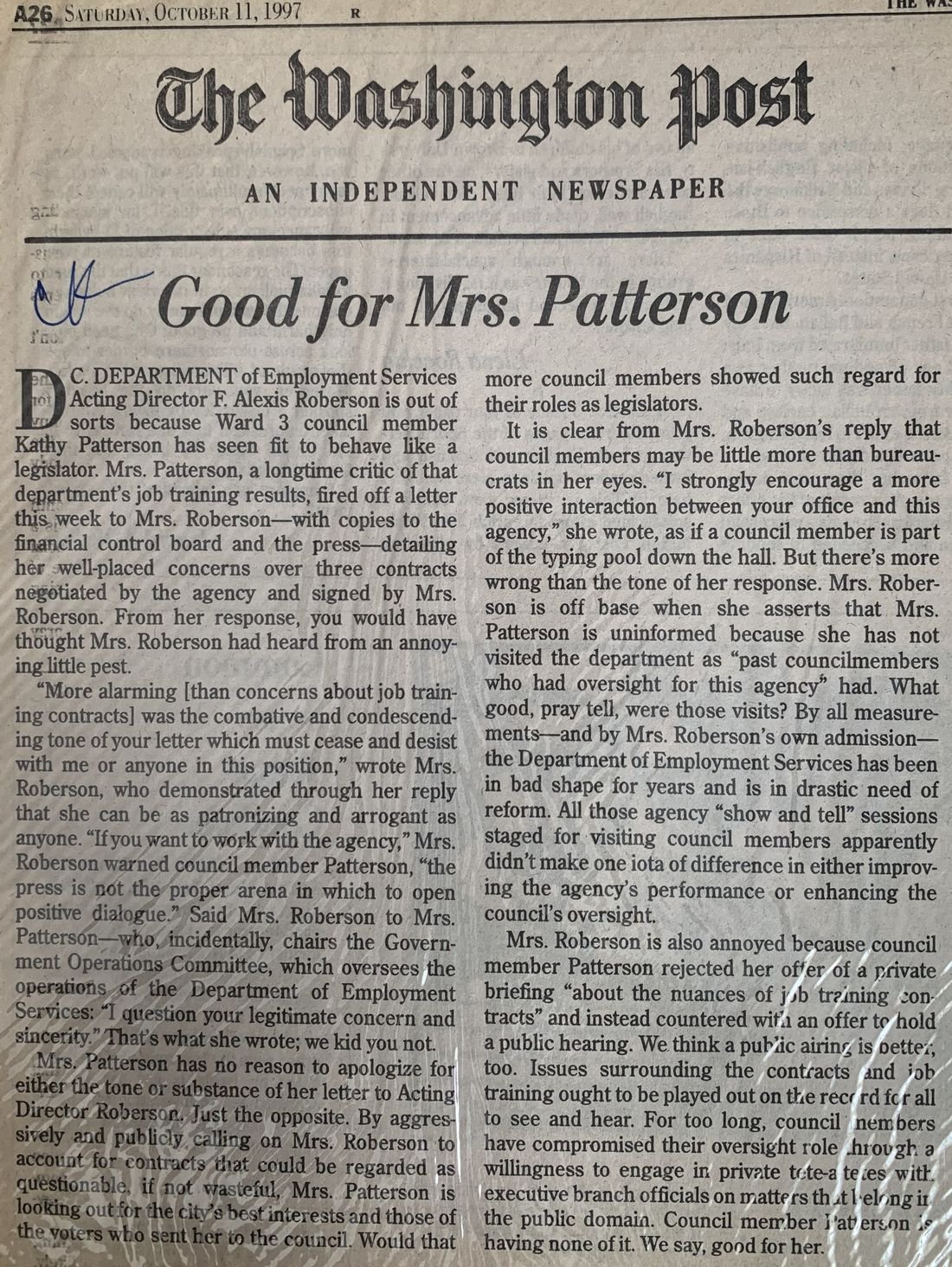 Good for Mrs. Patterson