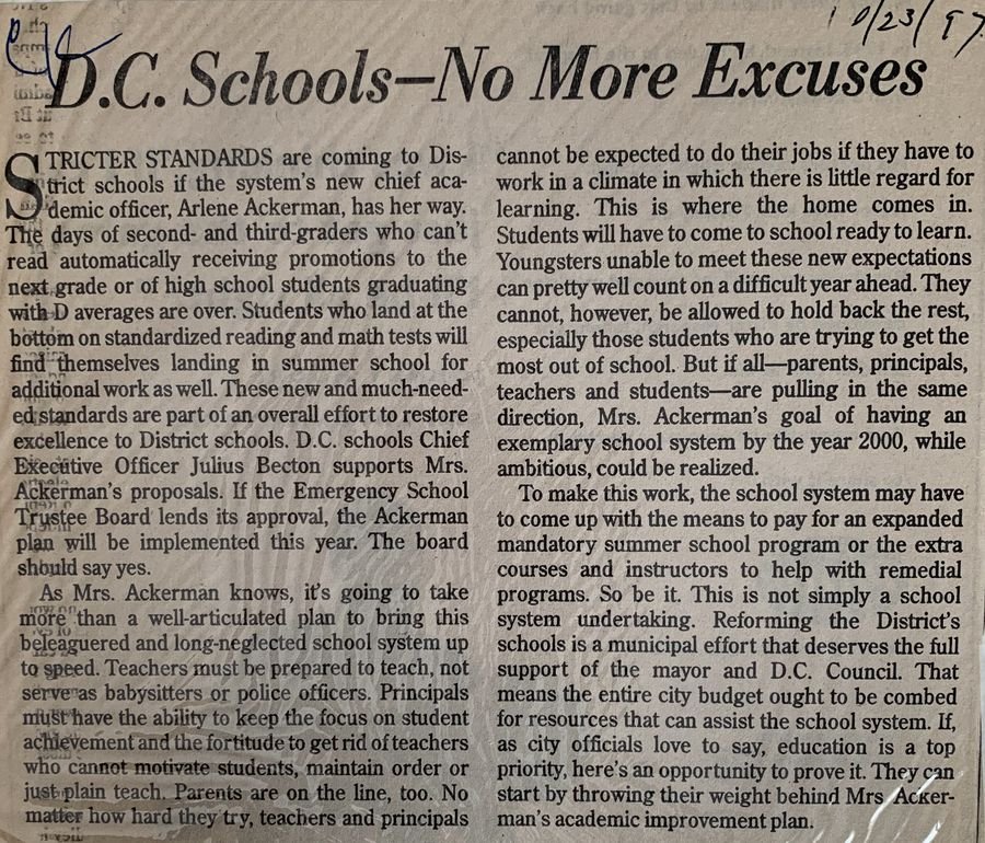 D.C. Schools--No More Excuses