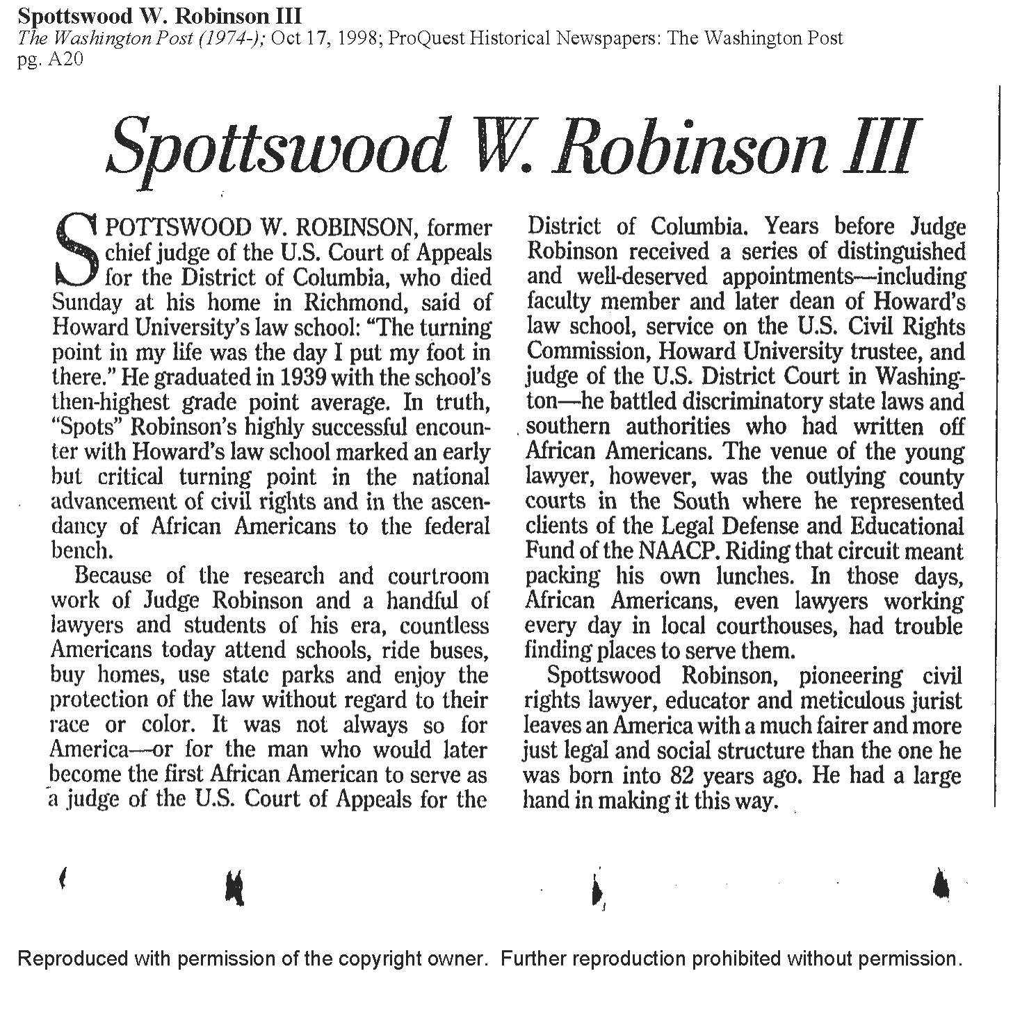 Spottswood W. Robinson III