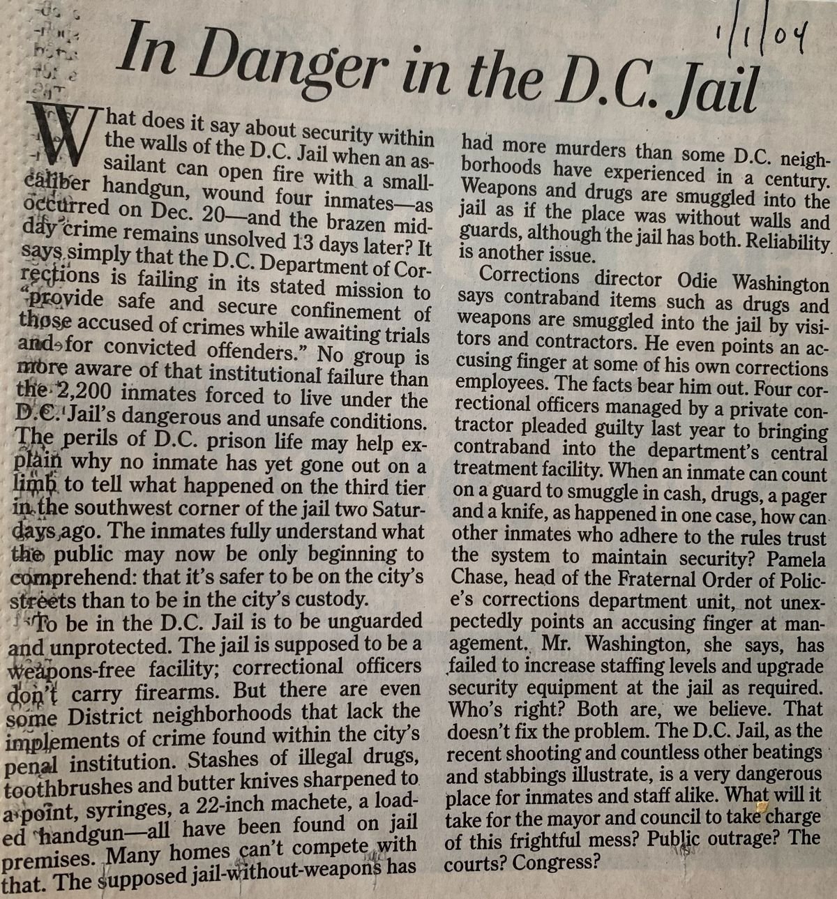 In Danger in the D.C. Jail