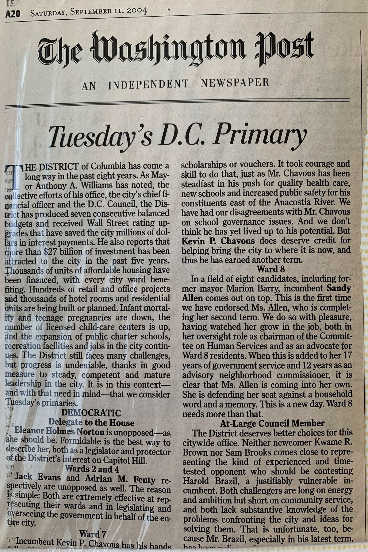 Tuesday's D.C. Primary