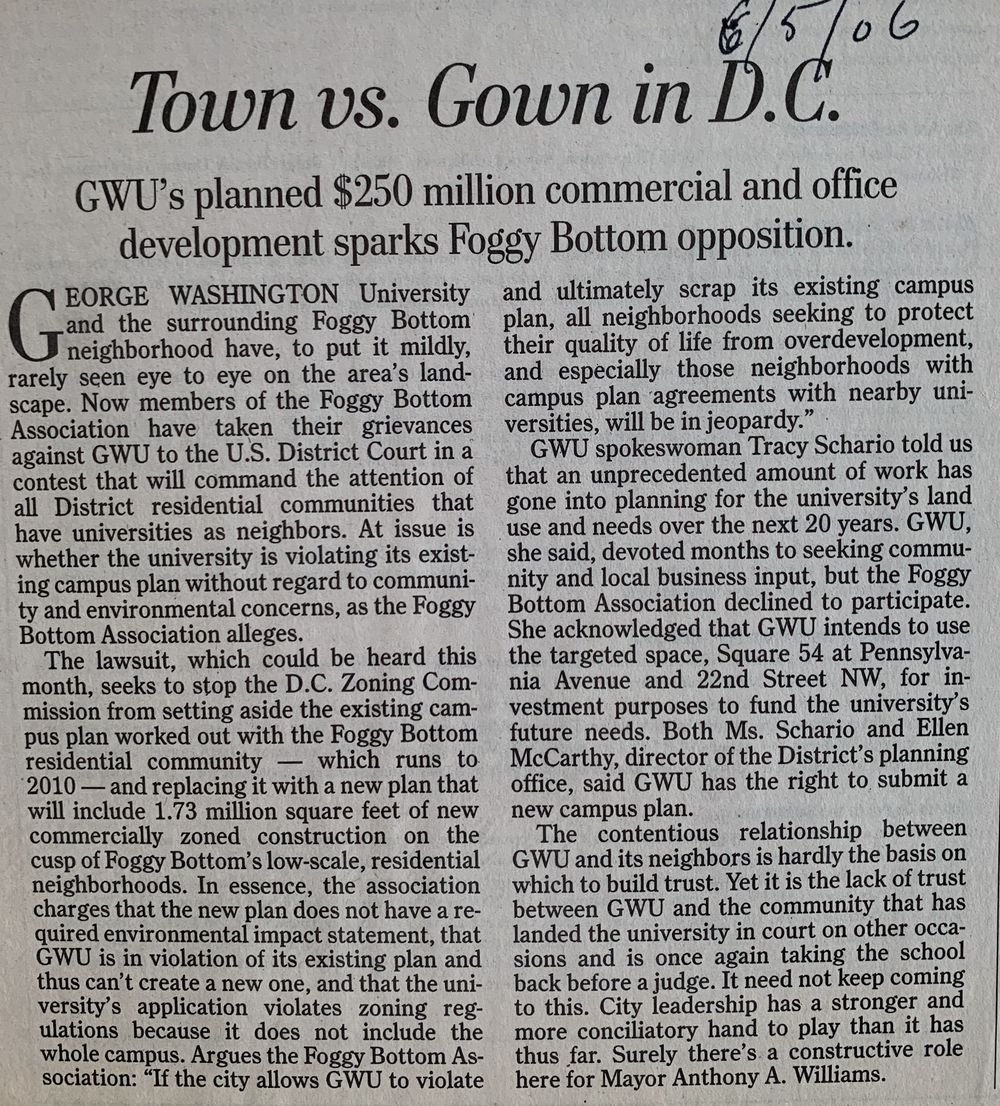 Town vs. Gown in D.C.