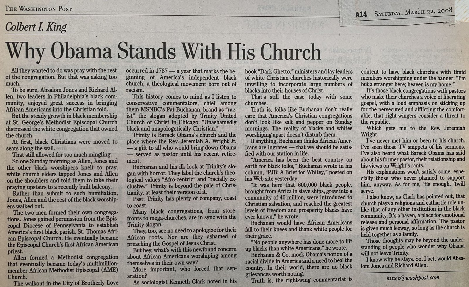 Why Obama Stands With His Church