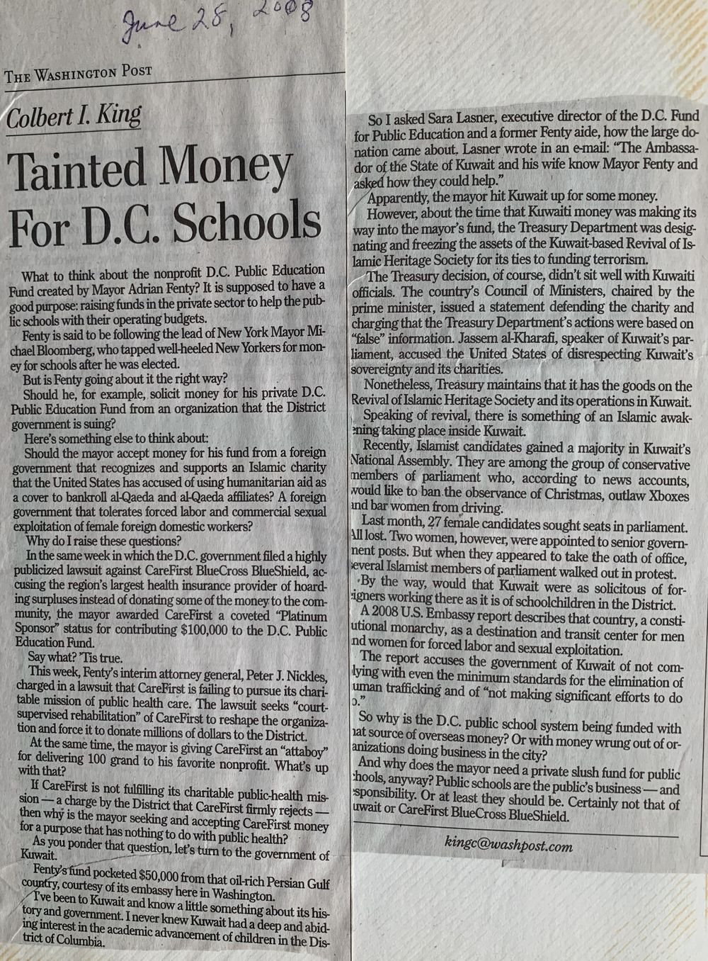 Tainted Money For D.C. Schools