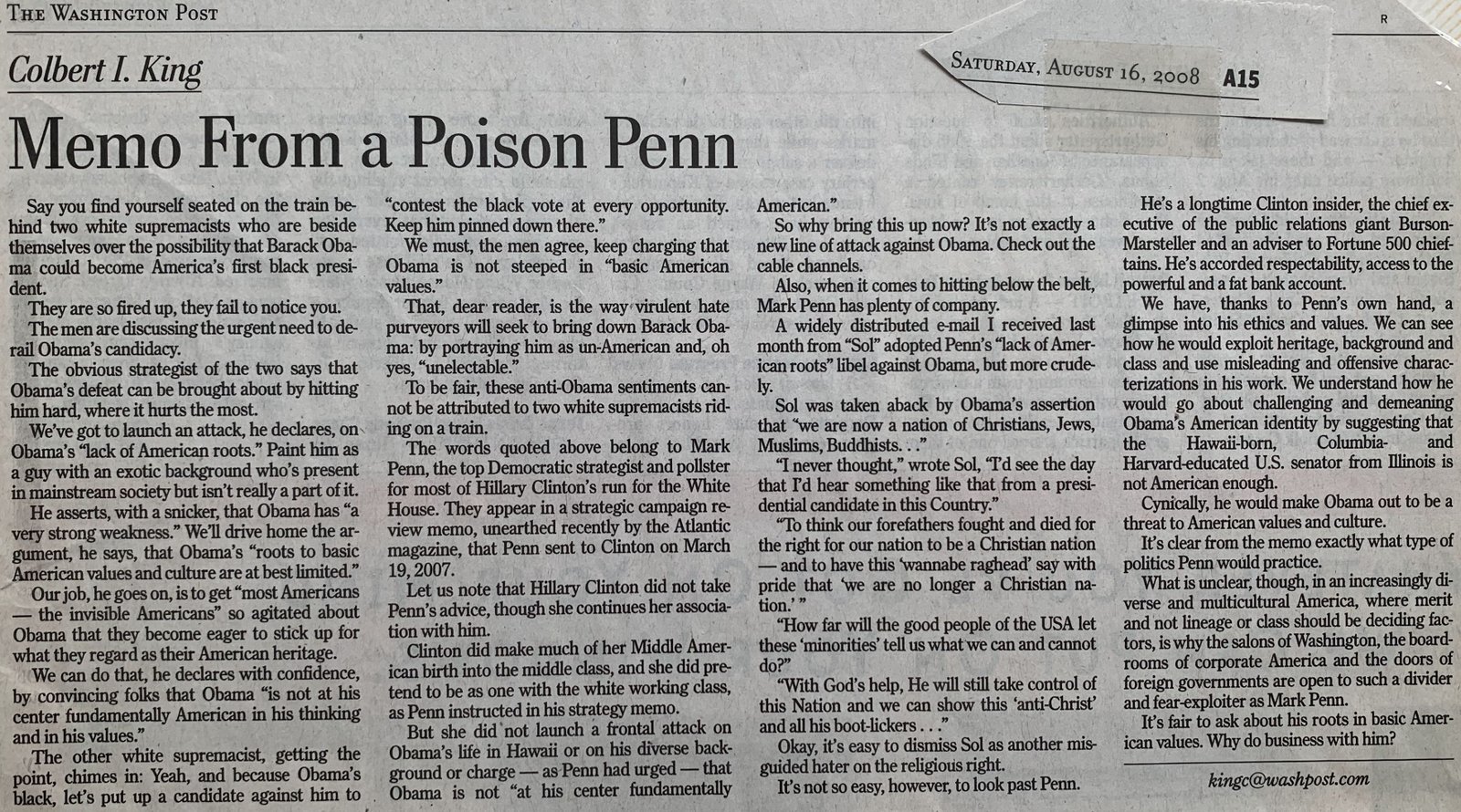 Memo From a Poison Penn