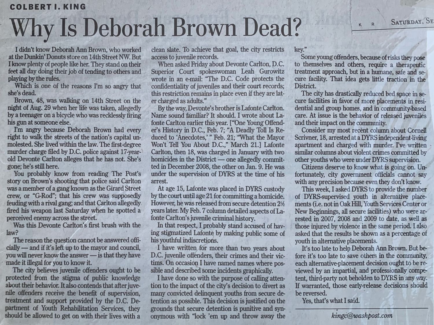 Why is Deborah Brown Dead?